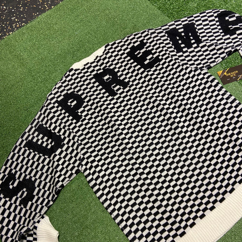 Supreme Back Logo Sweater Checkerboard: L | Sneaker Ace