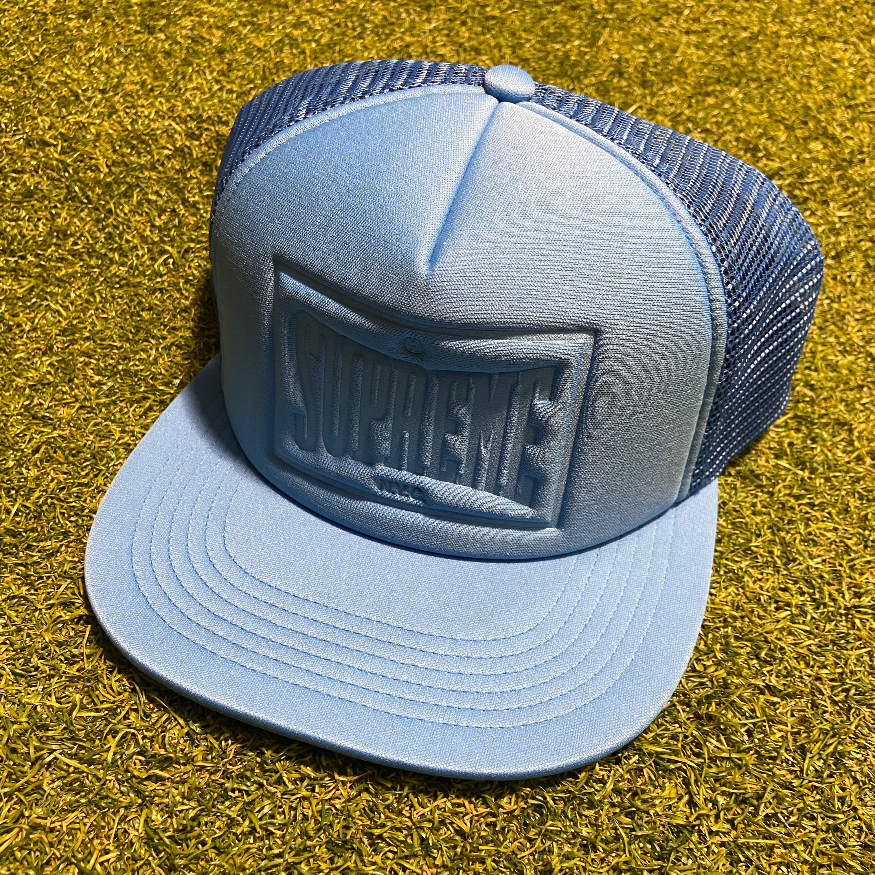 Supreme Stamped Mesh Back 5 Panel Light Blue
