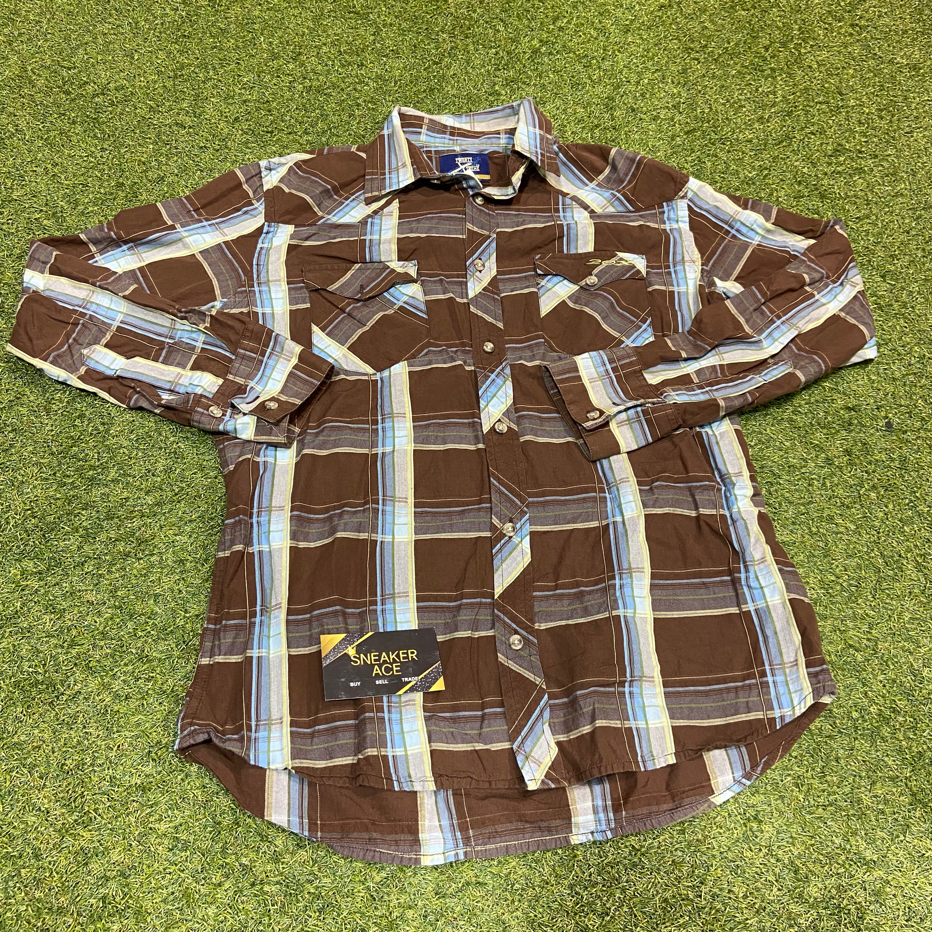 Brown Multi Color Wrangler Short Sleeve Button Up: M