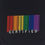 Thumbnail: Black stoma bag cover embroidered with a rainbow barcode.