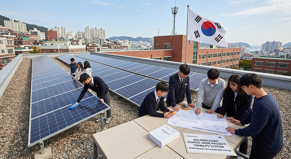 SchülerInnen aus Busan beim Youth-led Solar Projekt