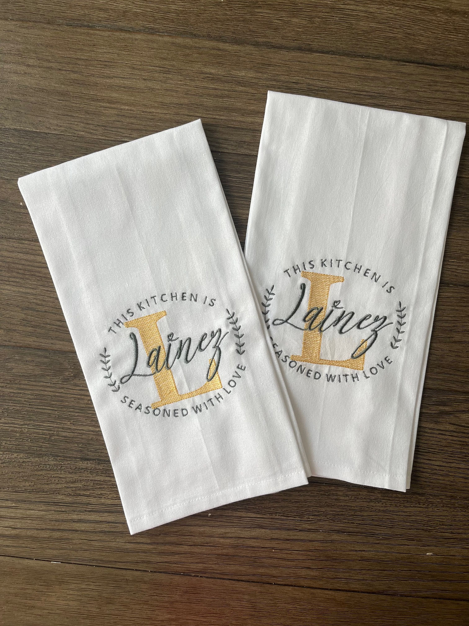 Monogrammed kitchen Towel Set
