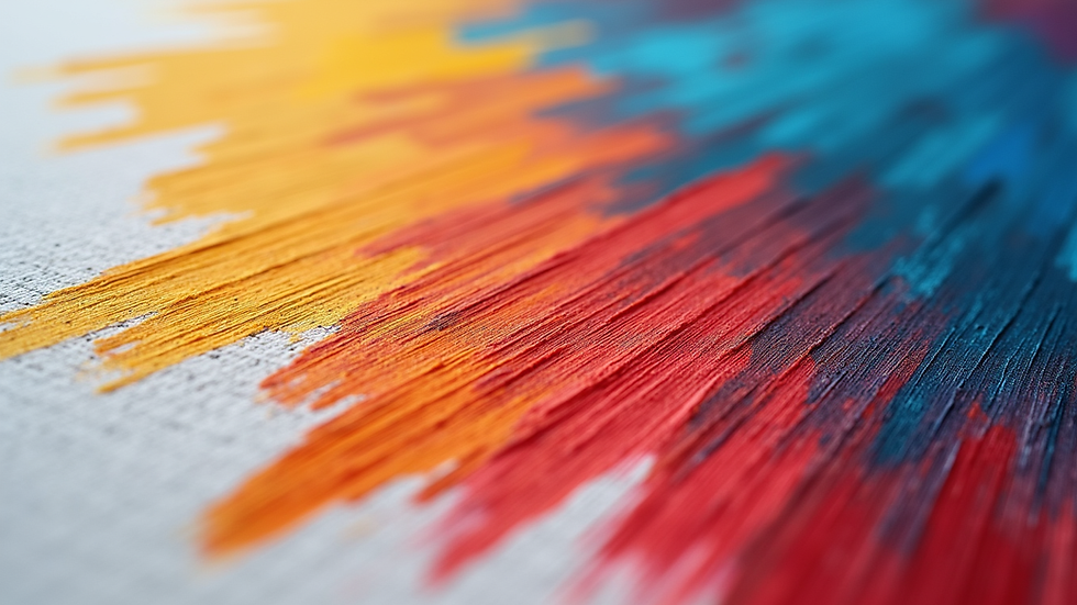 Close-up of vibrant paint strokes on canvas