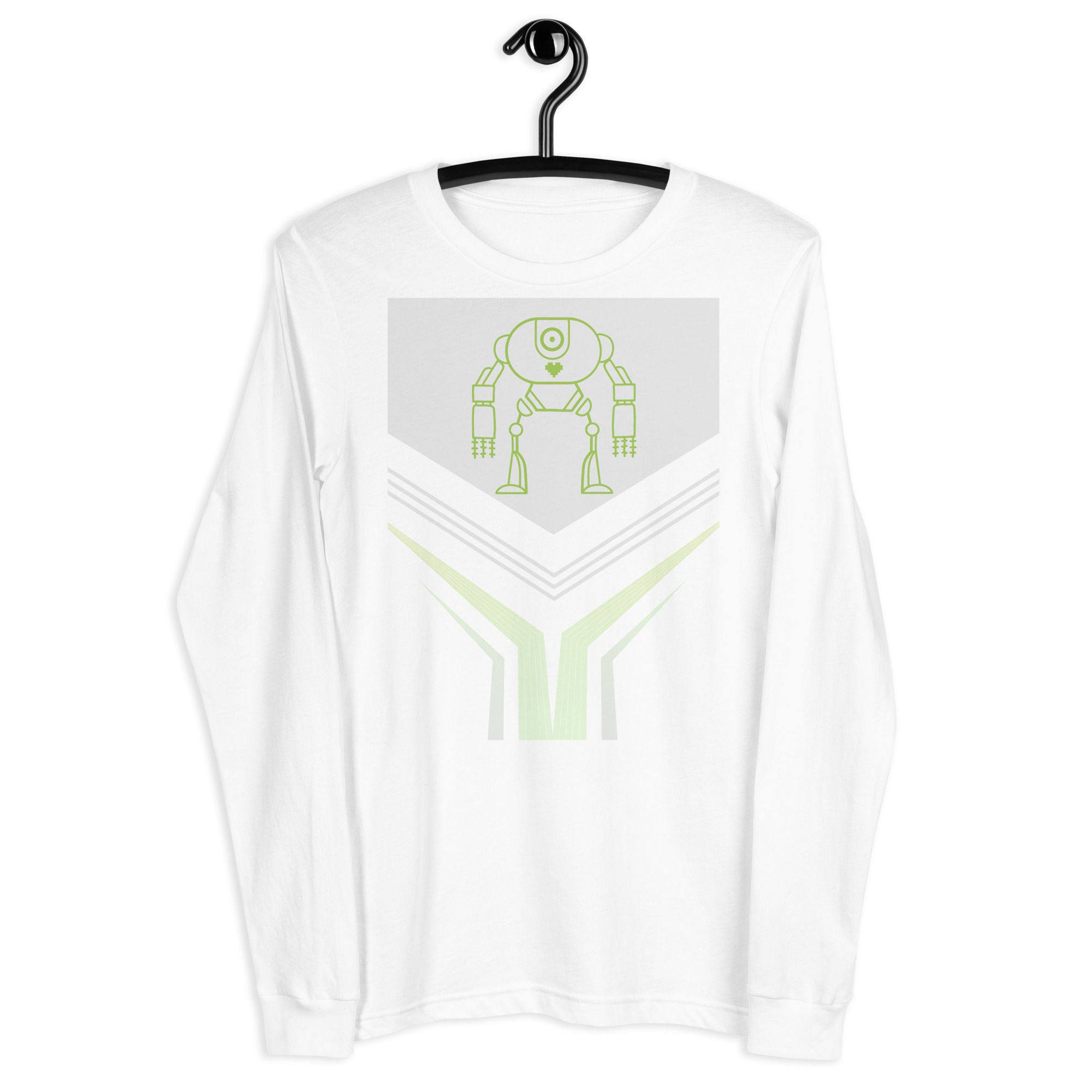 White long sleeve shirt with robot design and geometric pattern DPOD Studio
