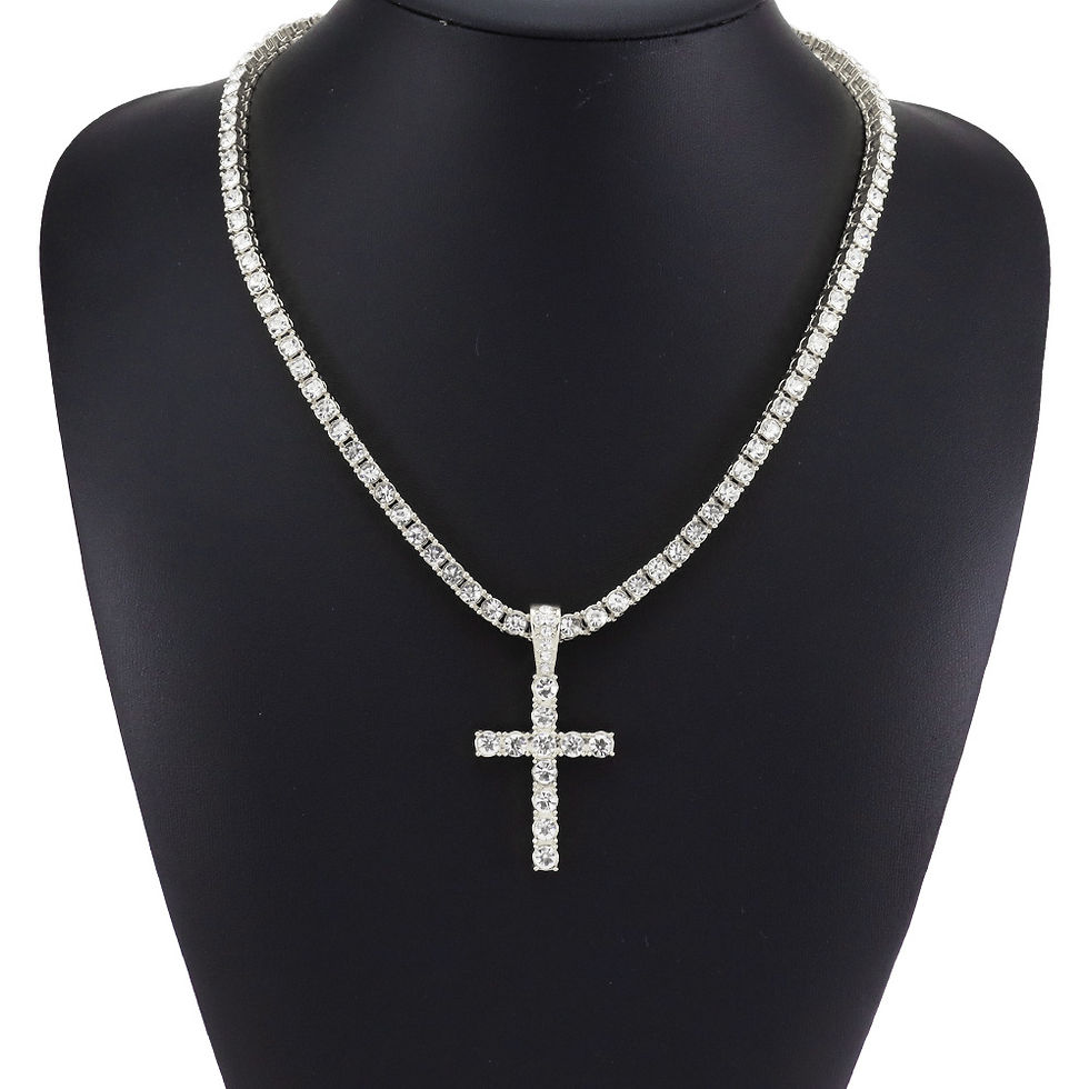 Thumbnail: Hip Hop Diamond Cross Pendant with Cuban Link Necklace