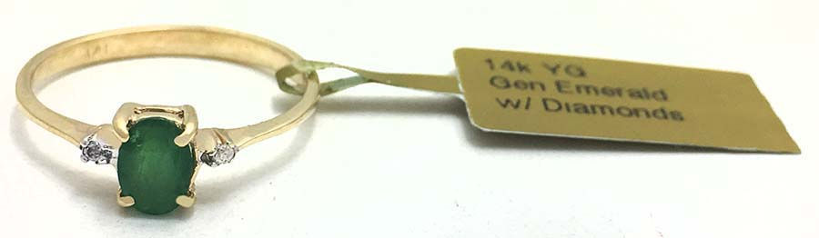 Natural 0.53 carats Emerald & Diamonds 14k Ring