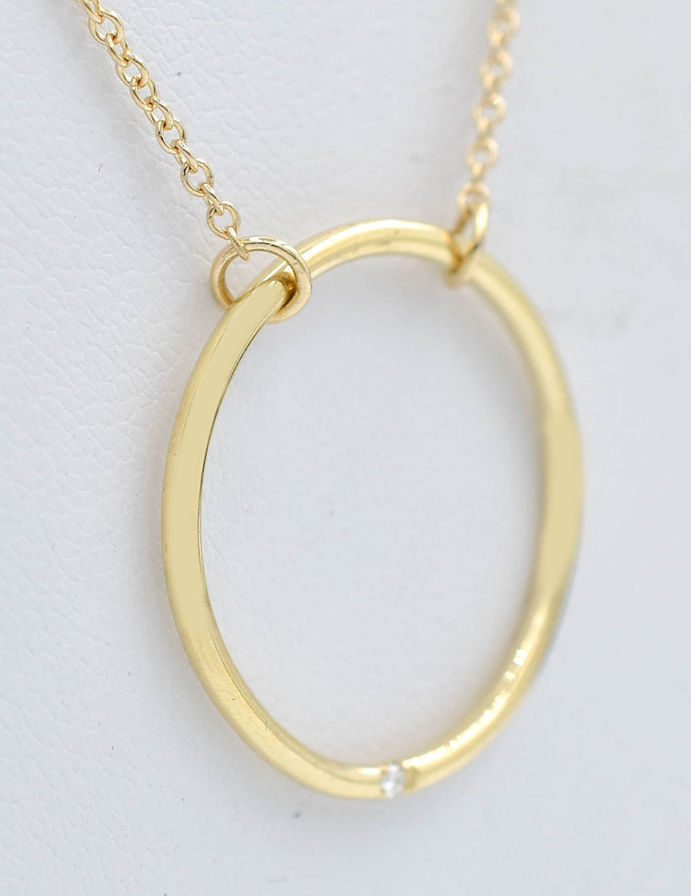 GENUINE DIAMOND KARMA CIRCLE NECKLACE 14K SOLID YELLOW GOLD