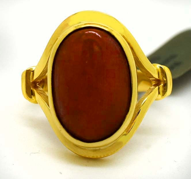 Genuine 5.74 Cts Coral Ladies Ring 14K Yellow Gold