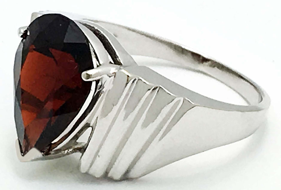 GENUINE 4.17 cts GARNET 14k White Gold Ring