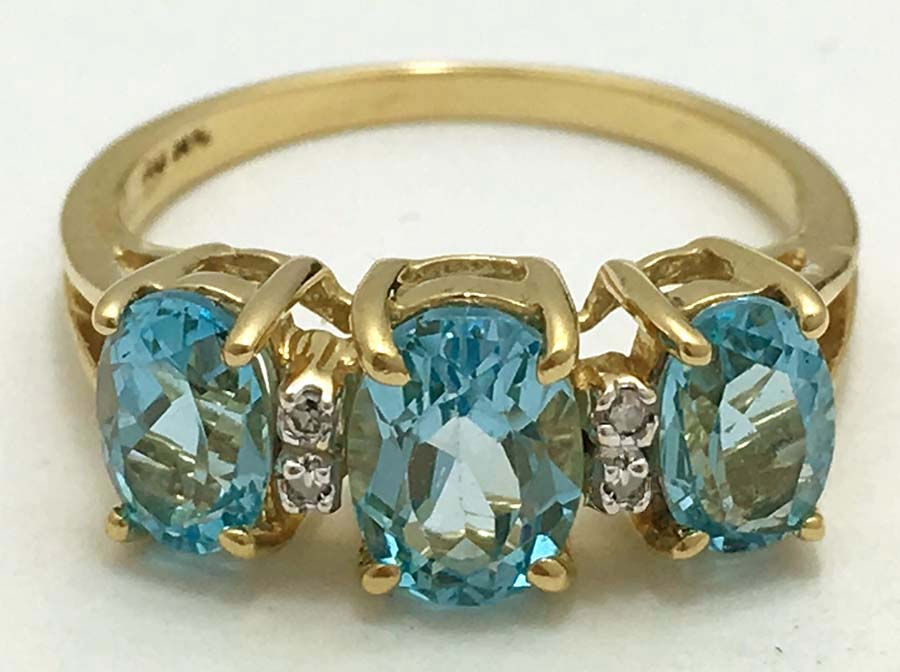 Natural 1.85 cts BLUE TOPAZ & DIAMONDS 14k RING