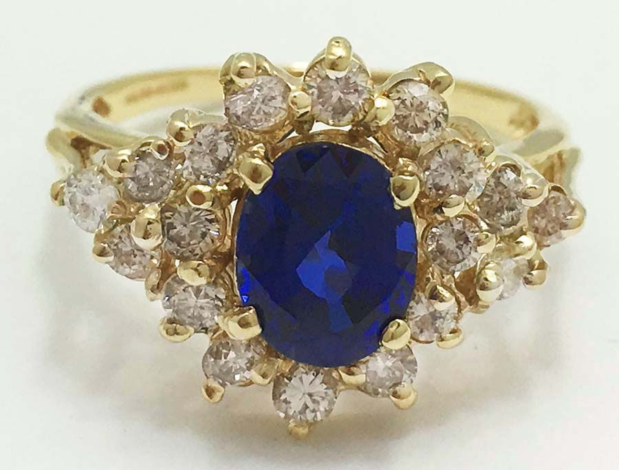 Created 1.74 Cts Sapp. & Genuine Diamonds 14k Ring