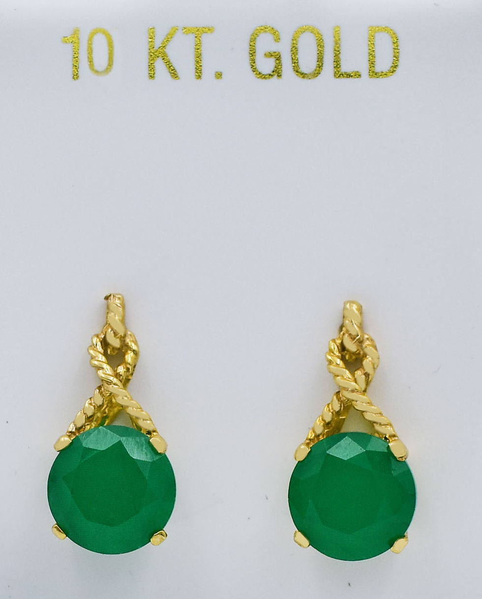 GENUINE 5.32 Cts EMERALD STUD EARRINGS 10K Yellow GOLD