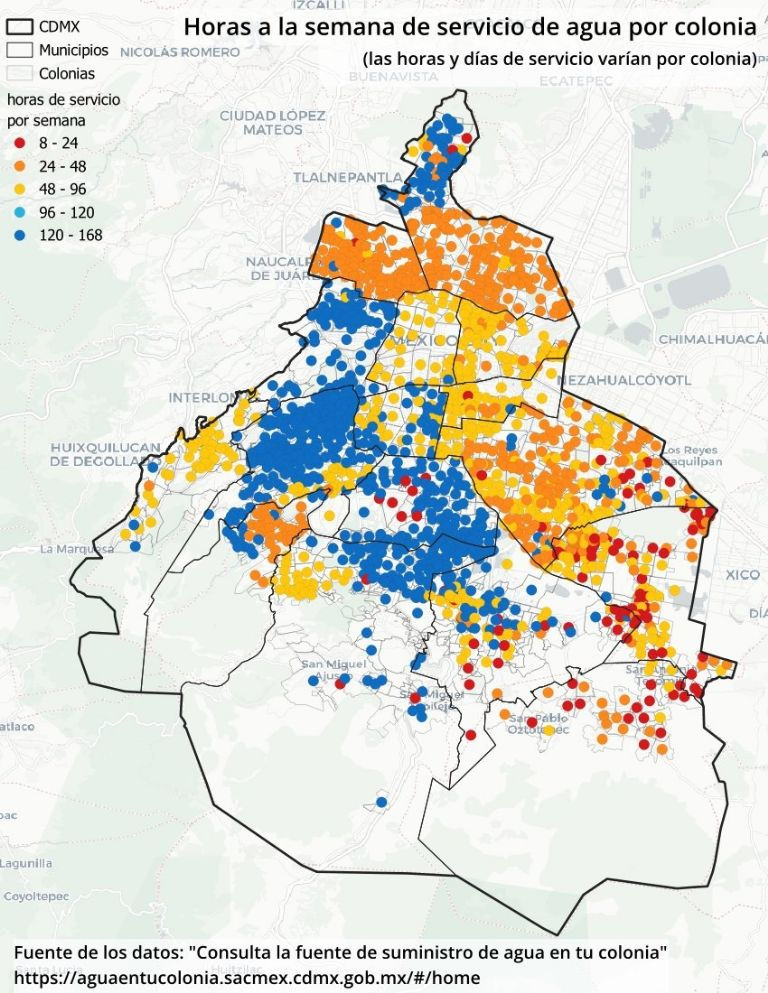Colonias de CDMX afectadas por tandeo de agua potable