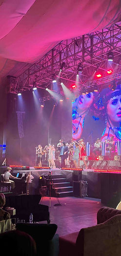 Iluminación artística y ambientación sonora en evento de noche en hotel de lujo.