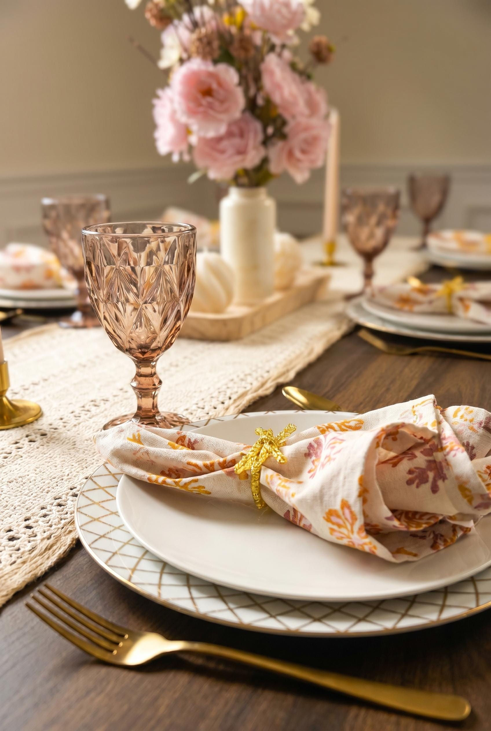 Blush & Gold Tablescape Kit | Elegant Seasonal Dinner Decor