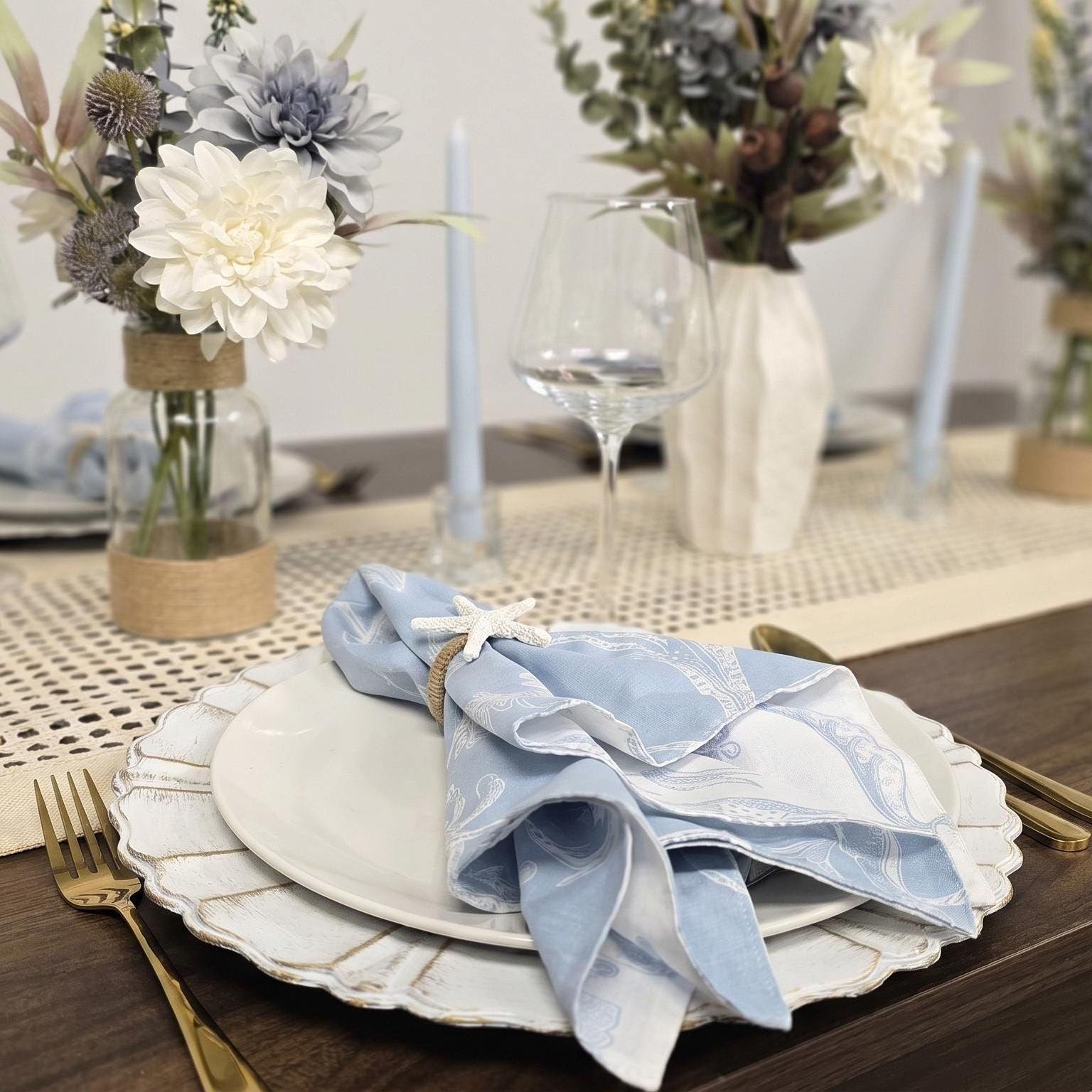 Coastal Blue Summer Tablescape Kit | Beach House Dining Decor