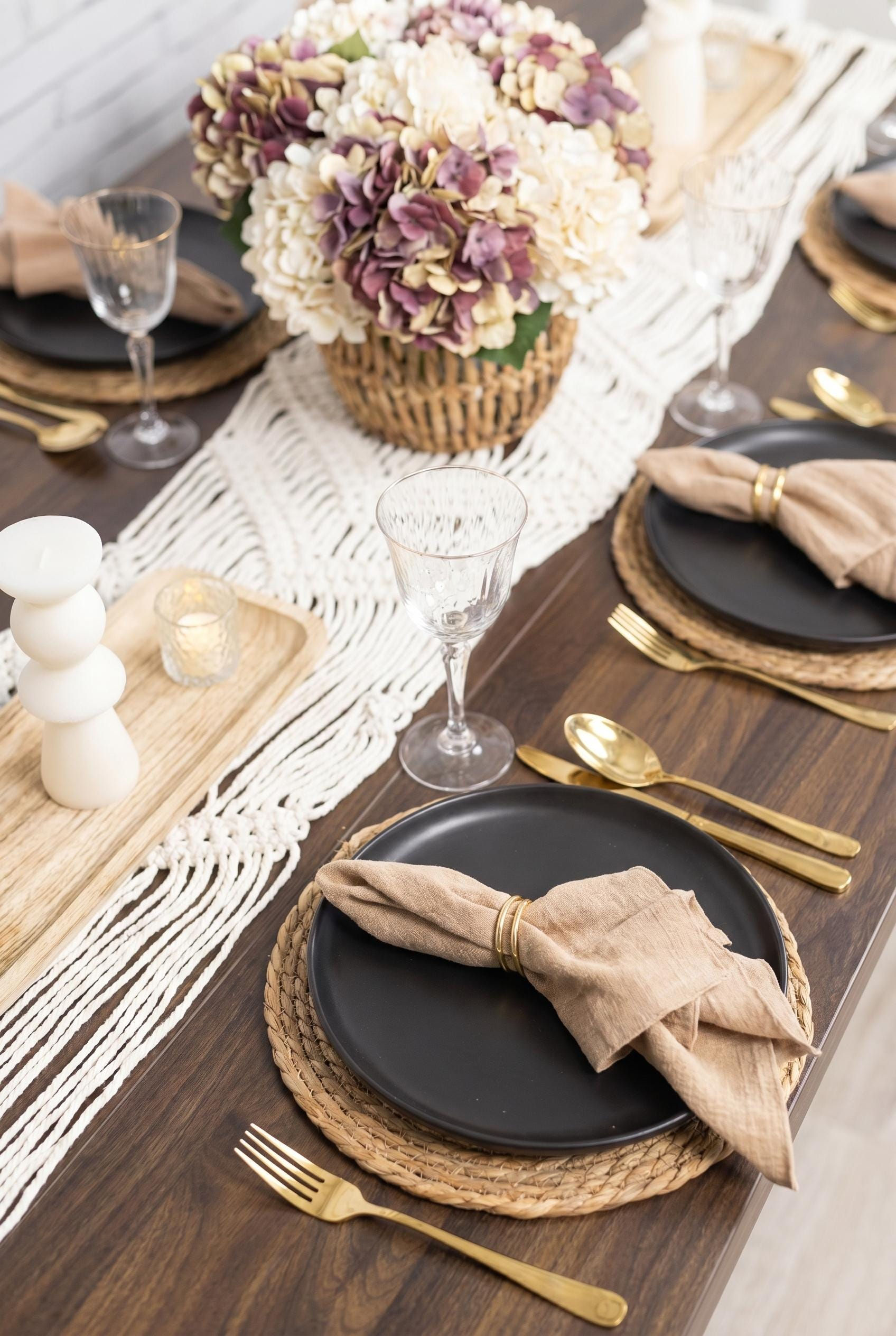 Modern Neutral Tablescape Kit for 6 | Organic Minimalist Dinner Party Decor