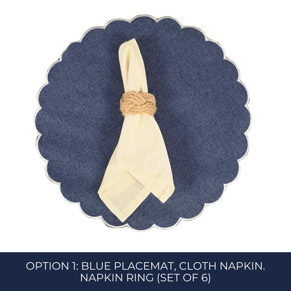 Coastal Tablescape Kit for 6 | Blue White Lemon Table Decor, Beach House Dining