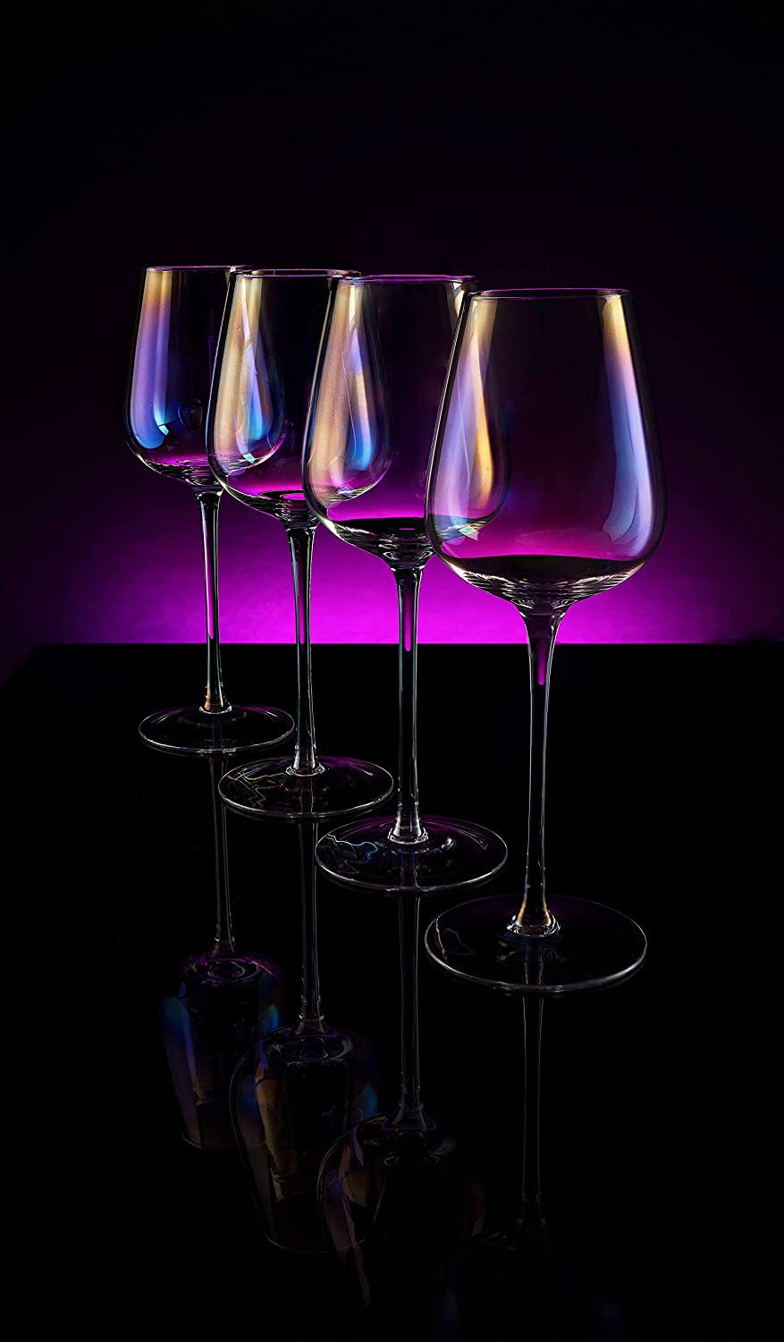 Iridescent Luster Large Radiance Wine Glasses - White Pearl Whimsy