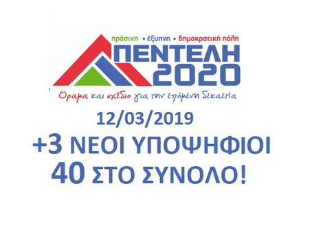+3 Νέοι Υποψήφιοι. 40 στο σύνολο!!