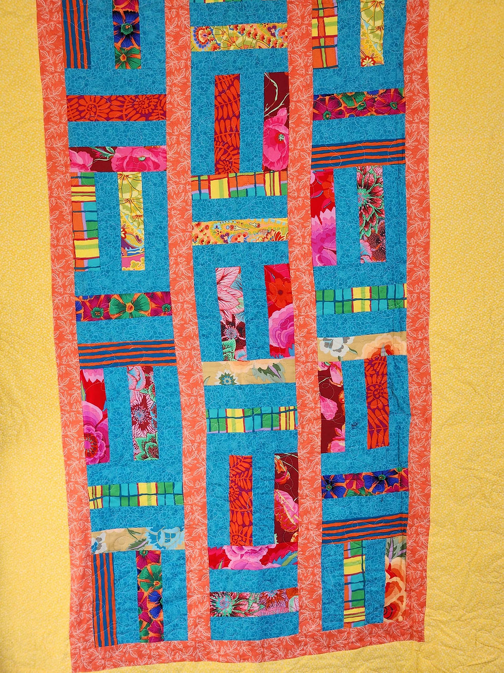 Thumbnail: 45" x 65" Lap Quilt in Rail Fence Design 