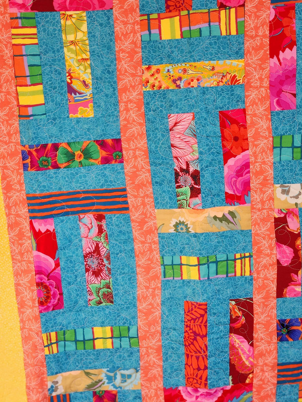 Thumbnail: 45" x 65" Lap Quilt in Rail Fence Design 