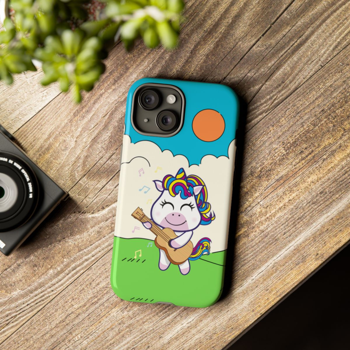 Cute Ukulele Unicorn Cell Phone Case for iPhone 15 14 13 12 11 Samsung Galaxy