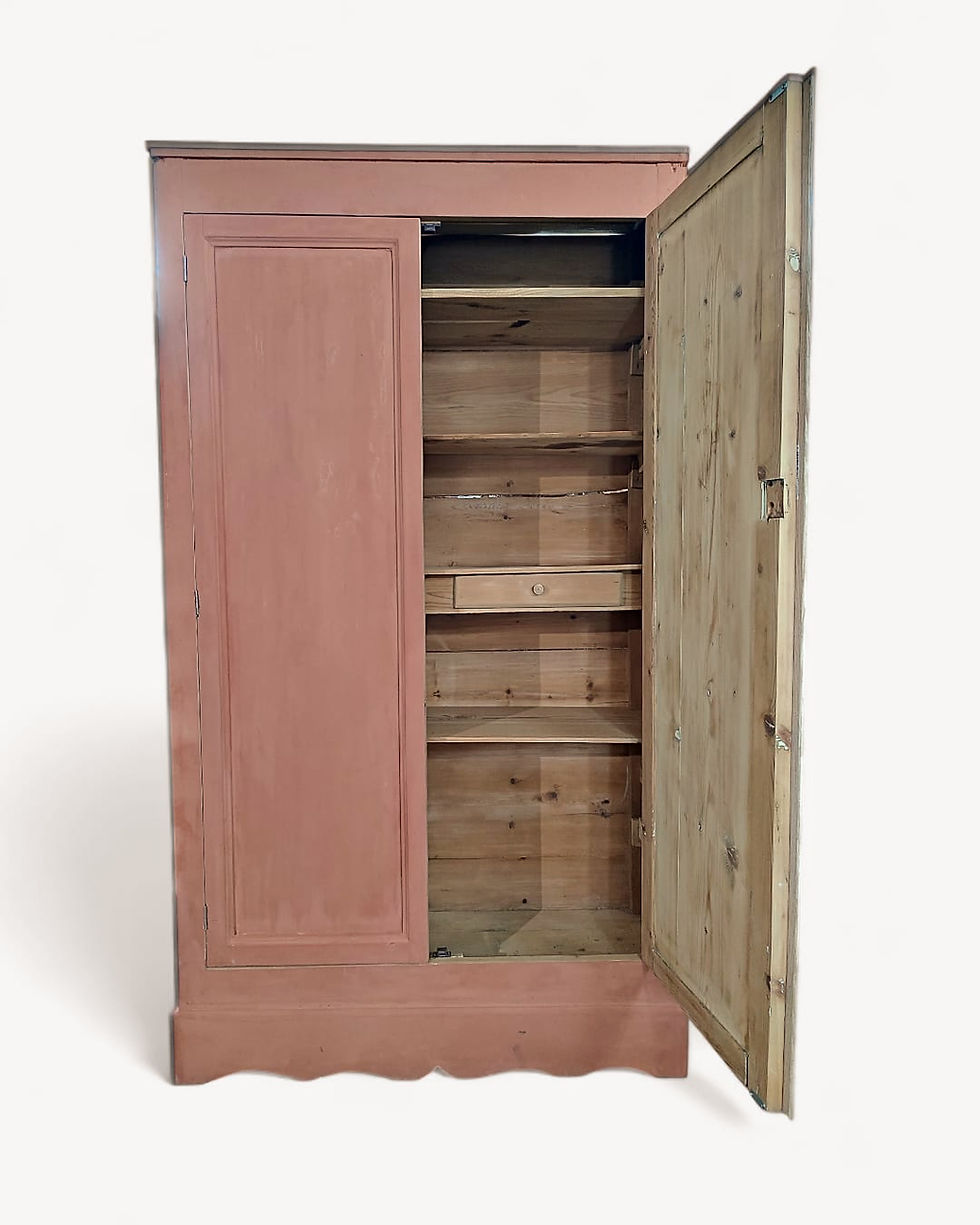 armoire terracotta 2 portes, étagères et tiroirs