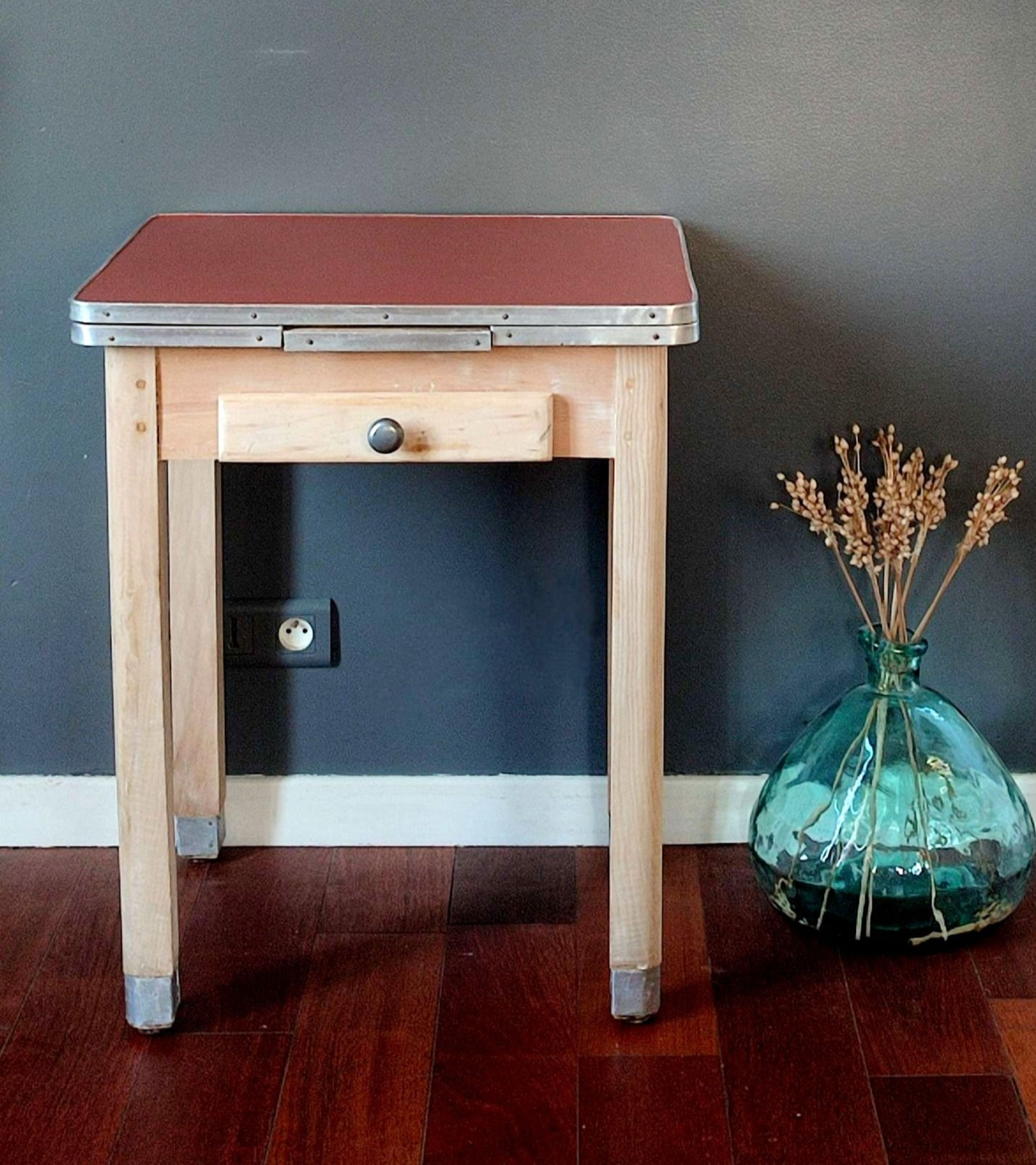 table vintage extensible des 2 côtés latéraux pour bureau ou cuisine