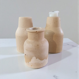 trio de bougeoirs couleur beige naturel