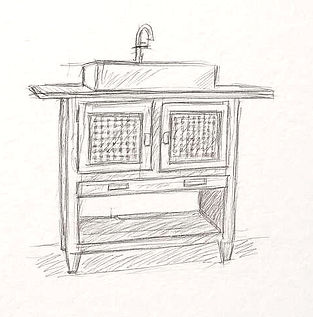 croquis du meuble vasque réalisé par atelier2main