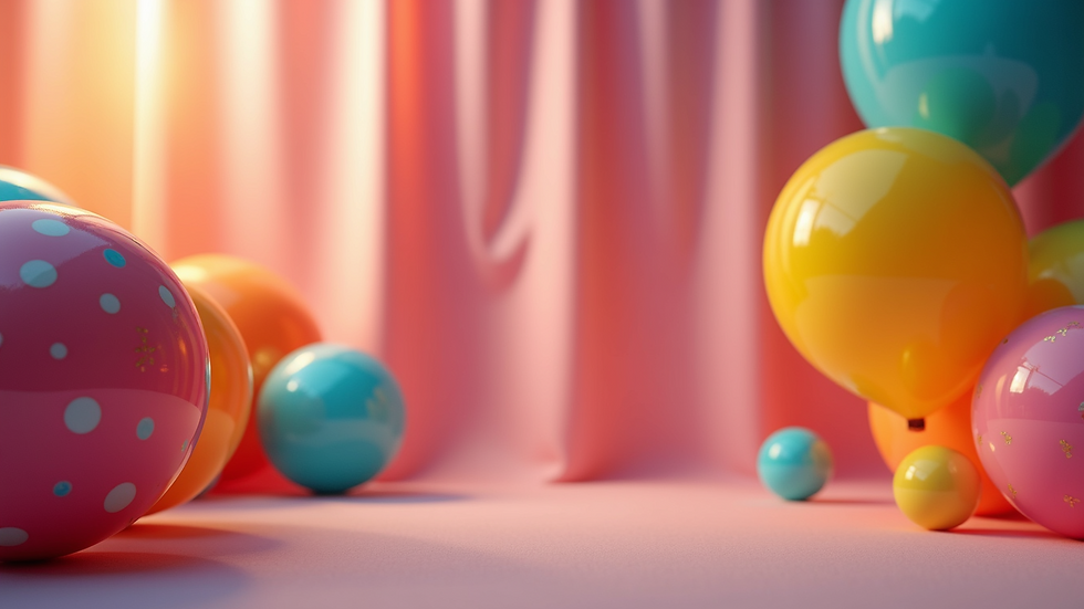 Close-up view of a photo booth setup with colorful props