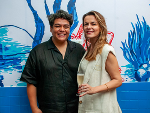 Betto Gomes assina look de Manuela Ornelas na inauguração do Push Pop Sushi