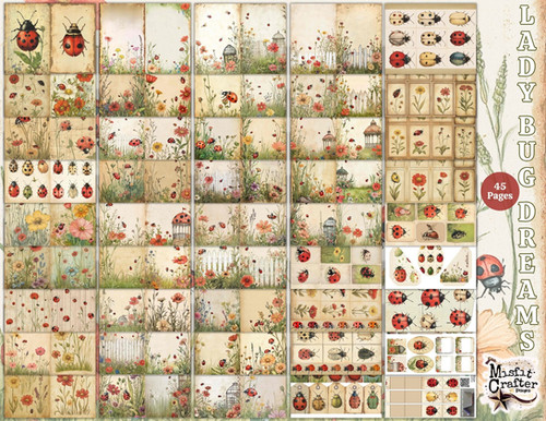 Lady Bug Dreams Junk Journal Paper Set | MisfitCrafterStudio