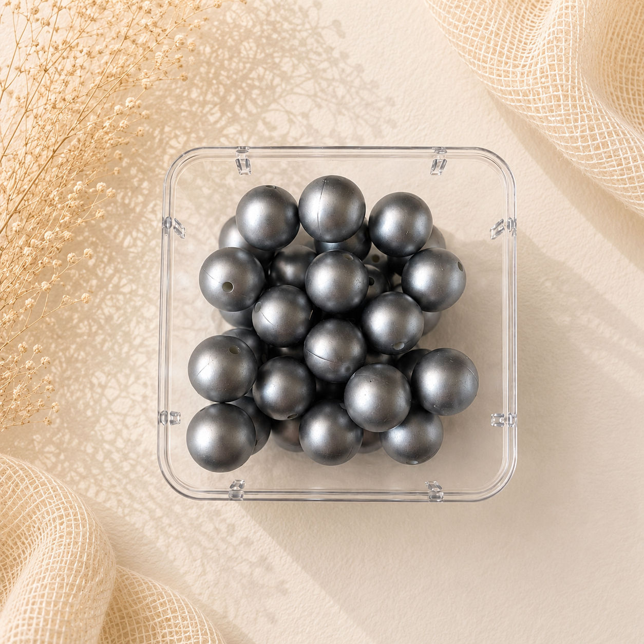 Perles métallisés argent 