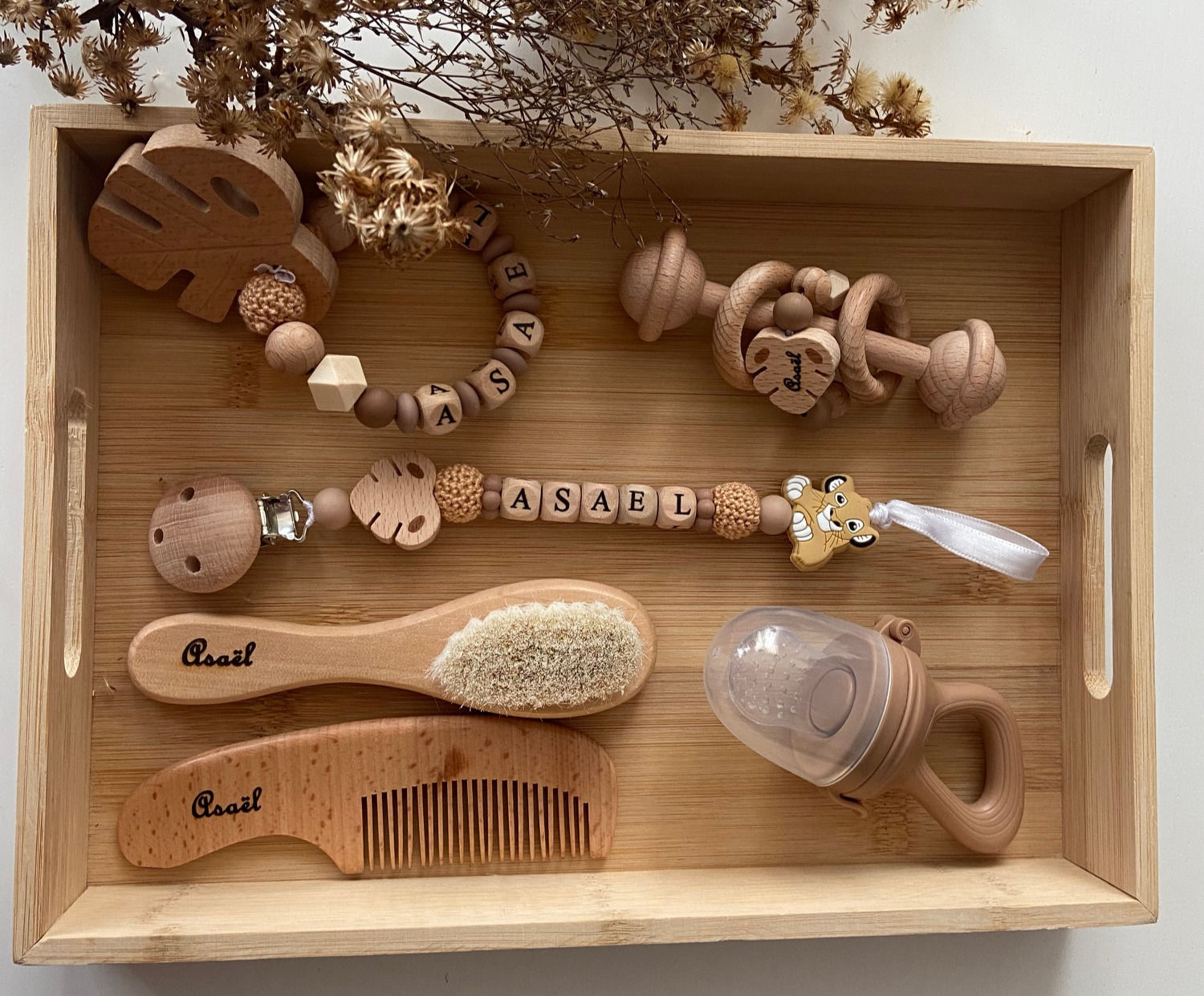 Coffret de Naissance Personnalisé en Bois et Silicone