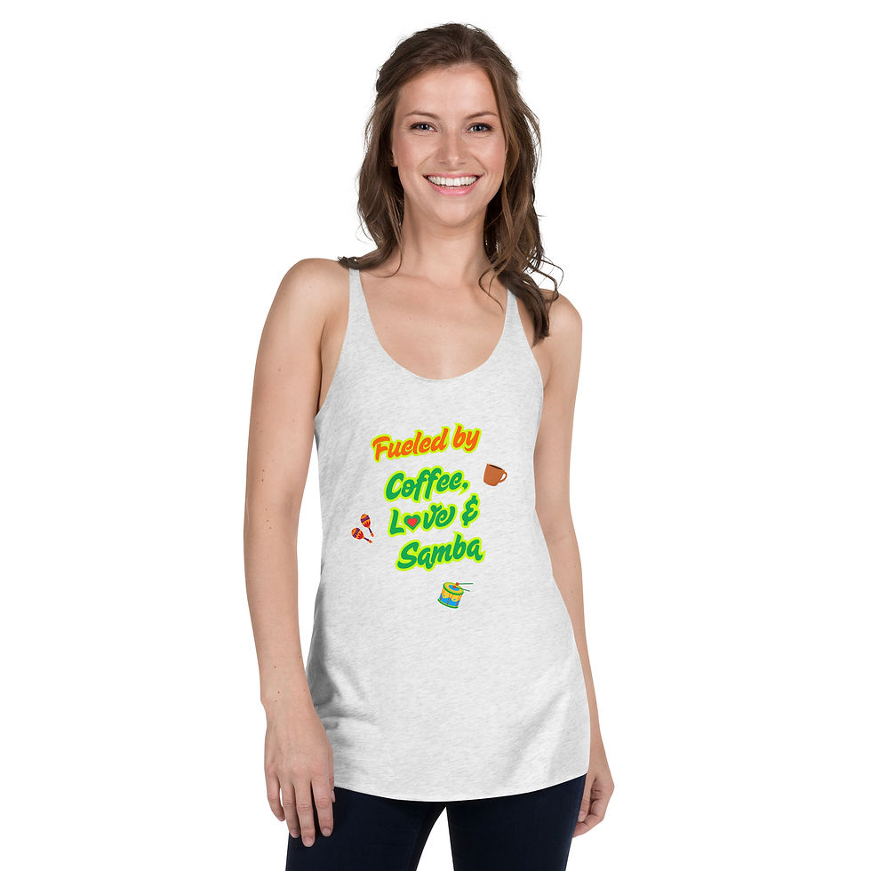 Thumbnail: Fueled by Coffee, Love & Samba - Women's Racerback Tank White shirt