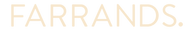Farrands logo in beige text on a black background.