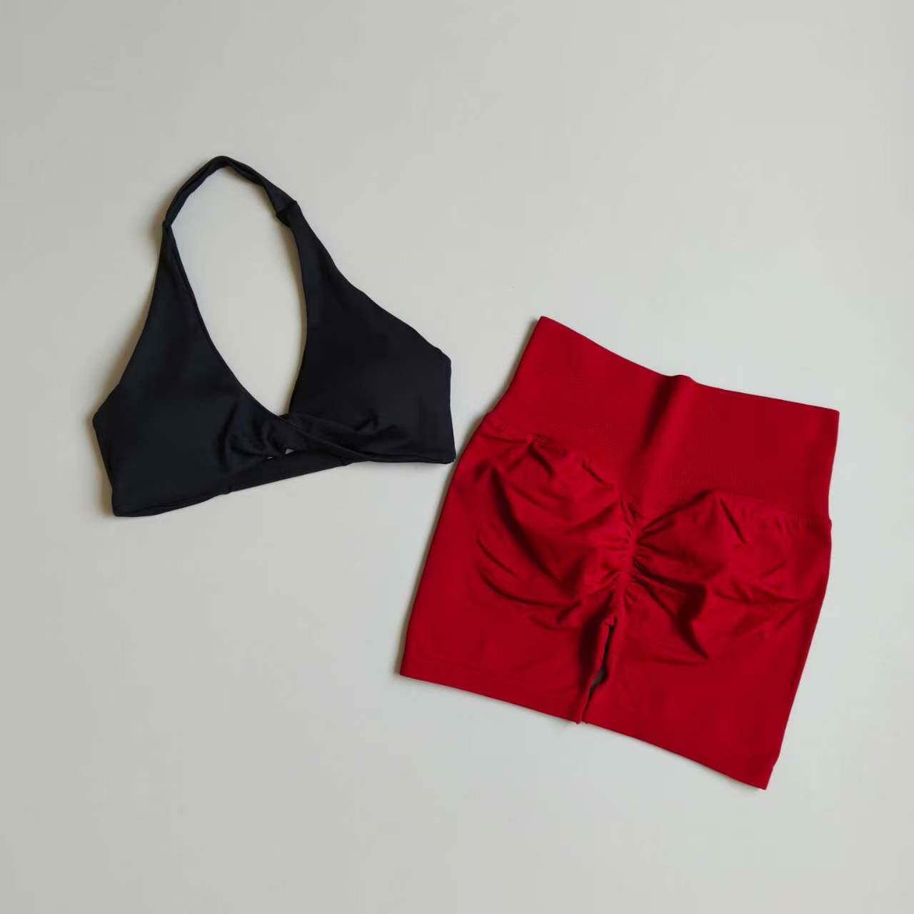 Yoga Outfit Set for Women: Halter Neck, Beautiful Back, Push-Up Bra, High-Waiste