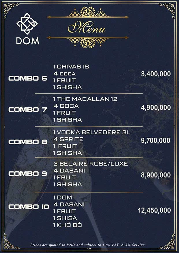 나트랑 돔 클럽 가격표 4