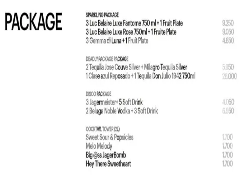 호치민 로코 클럽 가격표 5