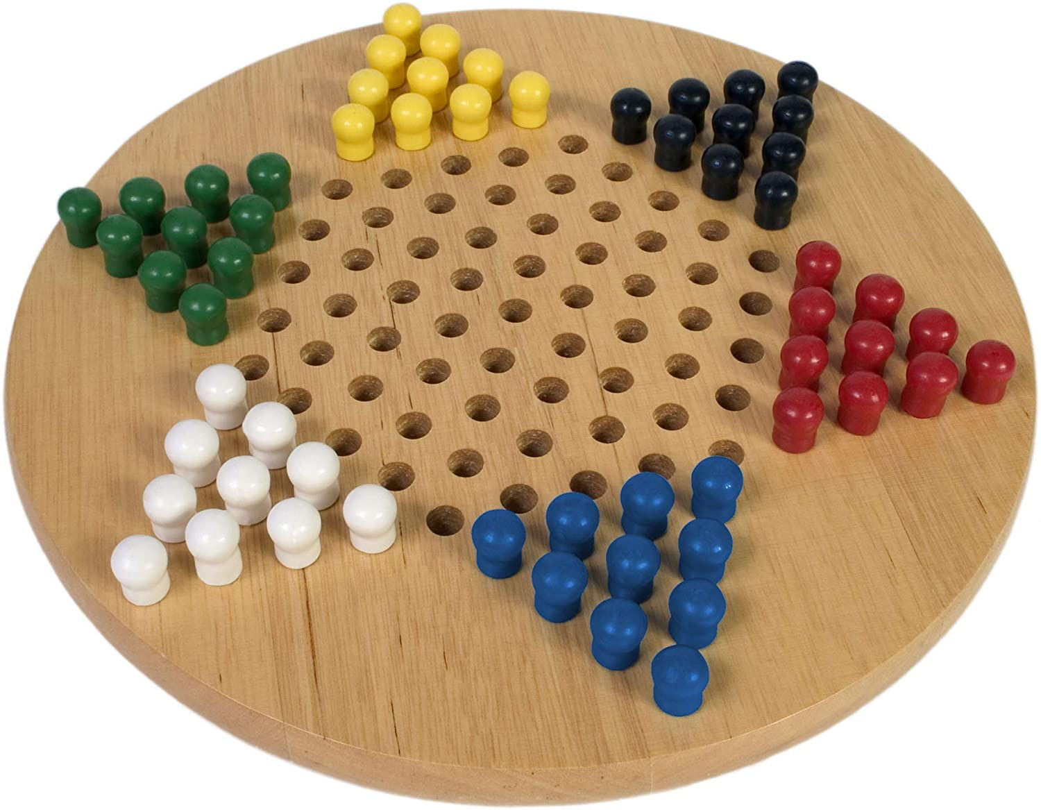 Chinese Checkers -  Jumbo 17 Wood Board ( 6 Clr Pegs ) (Ea)"