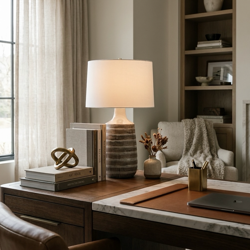 Curated furniture and decor West Palm Beach office setup