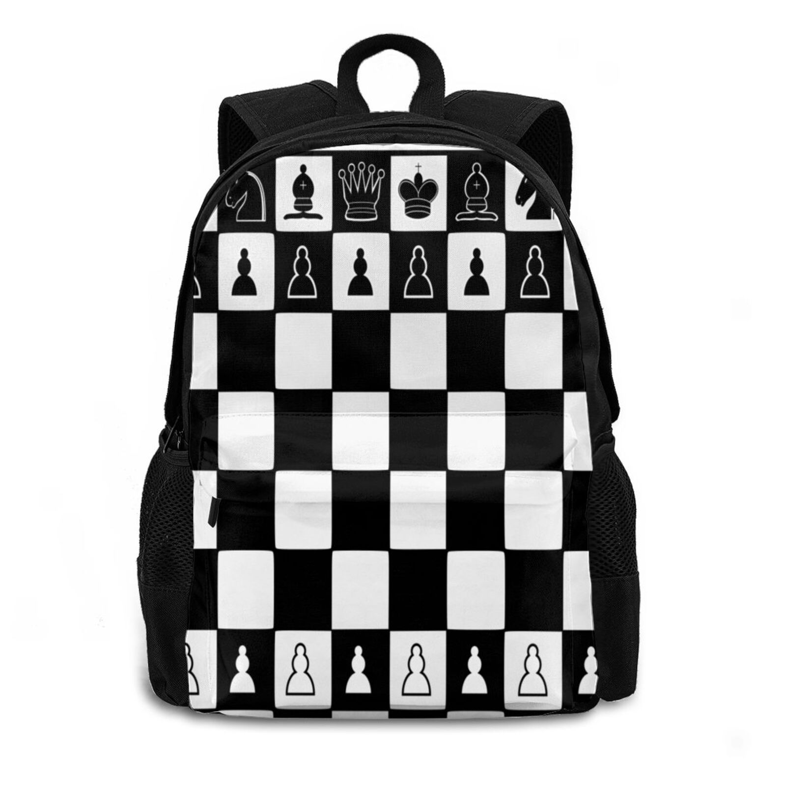 Game of Chess Backpack Black White Plaid Chess Board 3D
