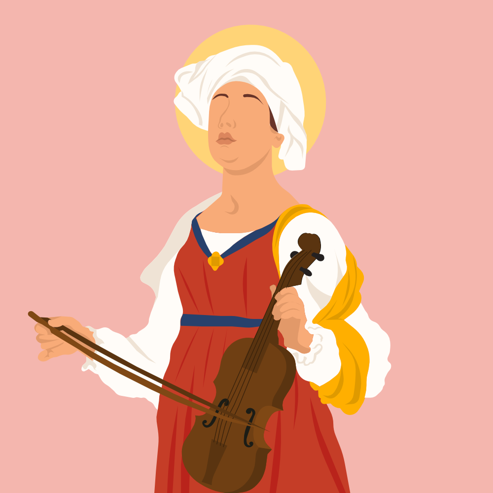 Santa Cecília Ilustração Vetorial Colorida Minimalista