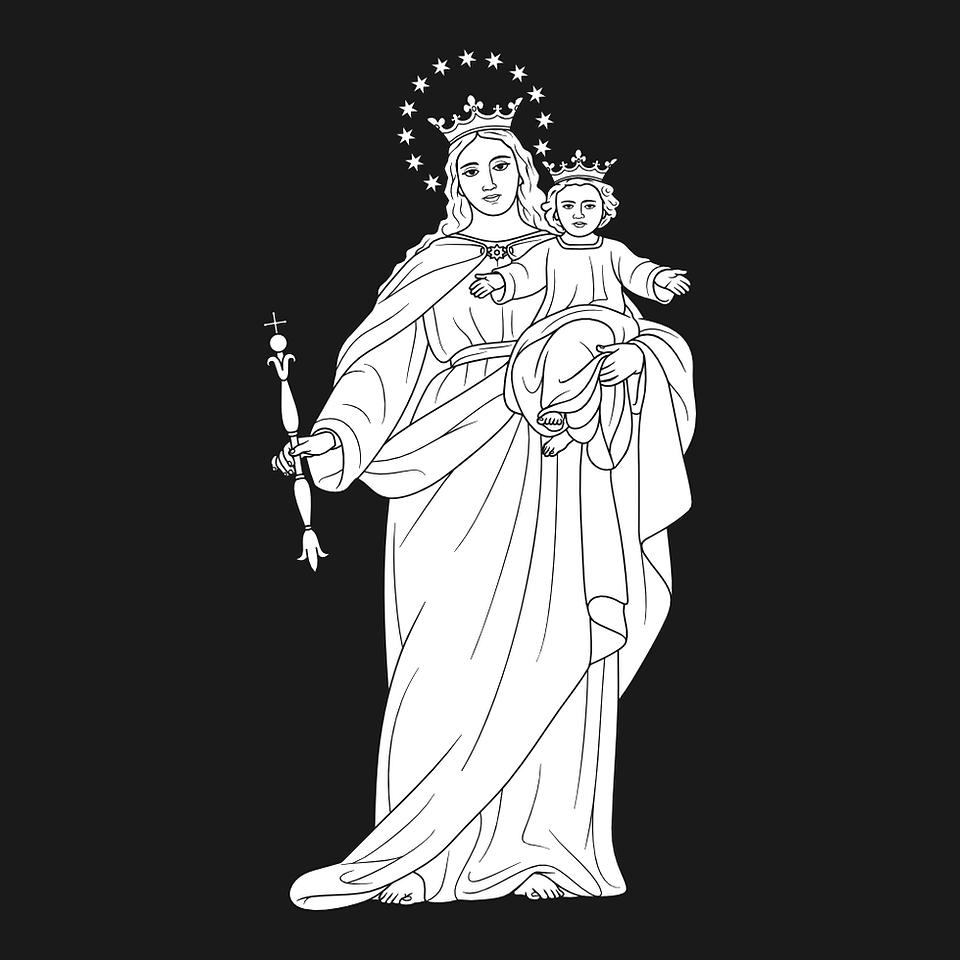 Nossa Senhora Auxiliadora dos Cristãos | Download Grátis Vetor Contorno Monocromático em EPS 