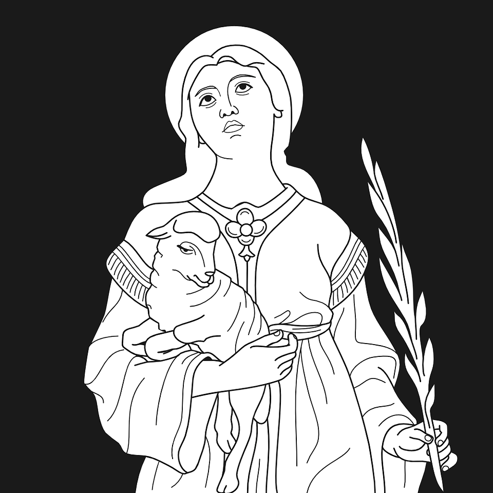 Santa Inês de Roma | Download Grátis Vetor Contorno Monocromático em EPS
