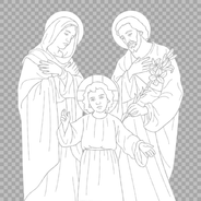 Sagrada Família de Nazaré, Jesus, Maria e José | Download Grátis Ilustração Monocromática em PNG