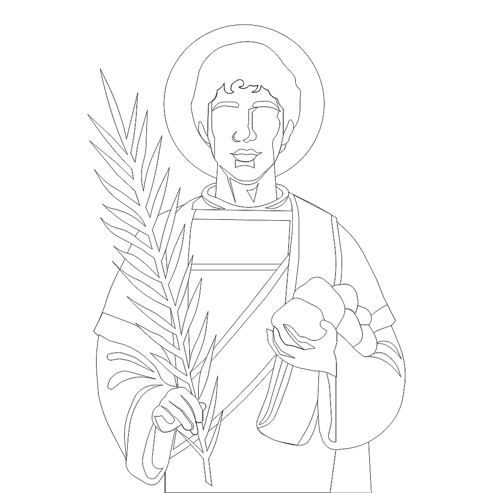 Miniatura: Santo Estevão Protomártir Ilustração Vetorial Colorida Minimalista