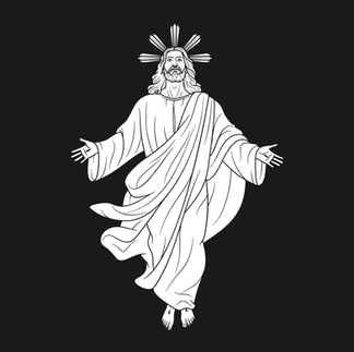 Ascension of the Lord Jesus Christ ascending to Heaven | Free Download Monochrome Outline Vector in EPS
